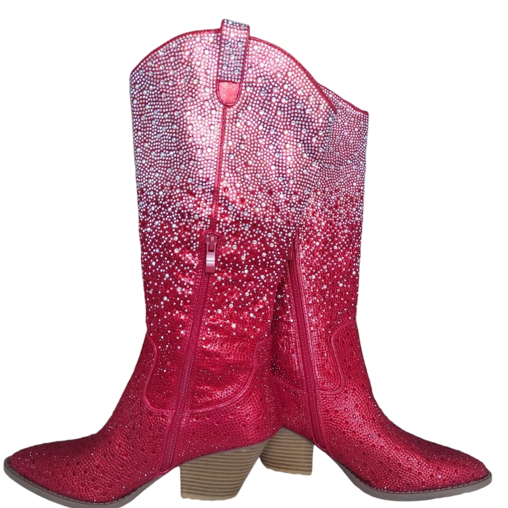 Red studded cowboy style boots size 10 by Styleloop